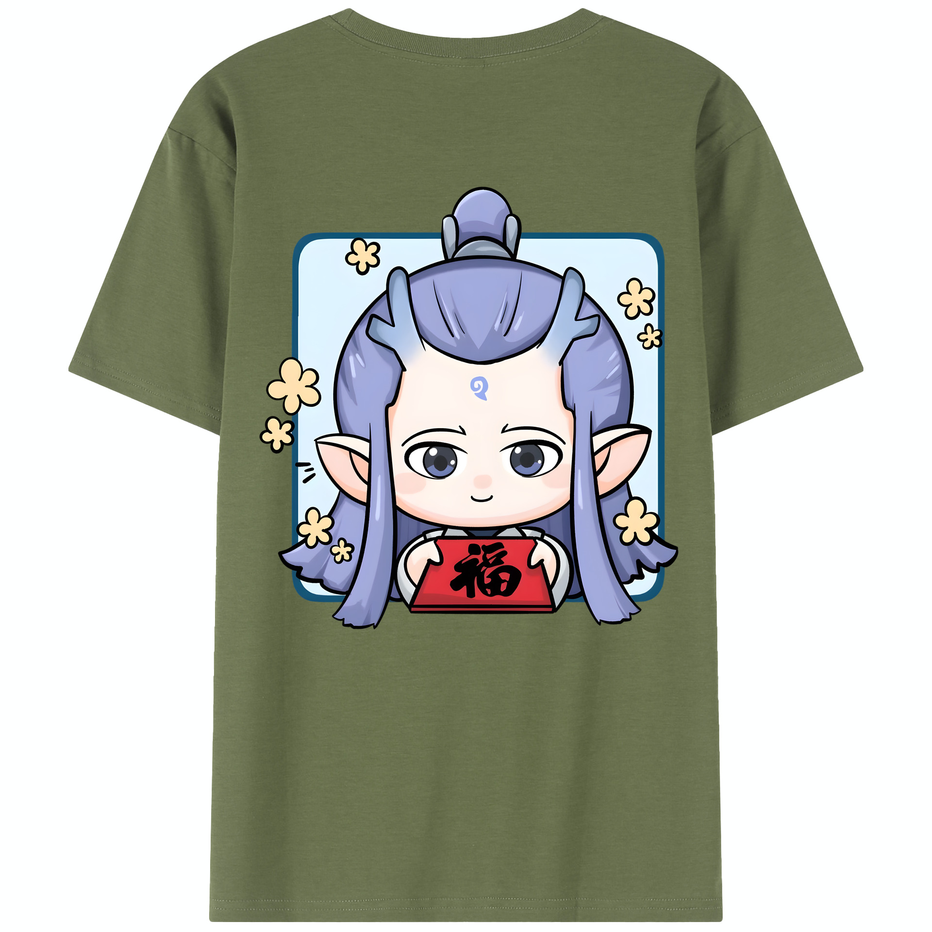 （画像用） Ne Zha 2 ナタ 魔童の大暴れ 綿100％半袖Tシャツ（背面プリント）